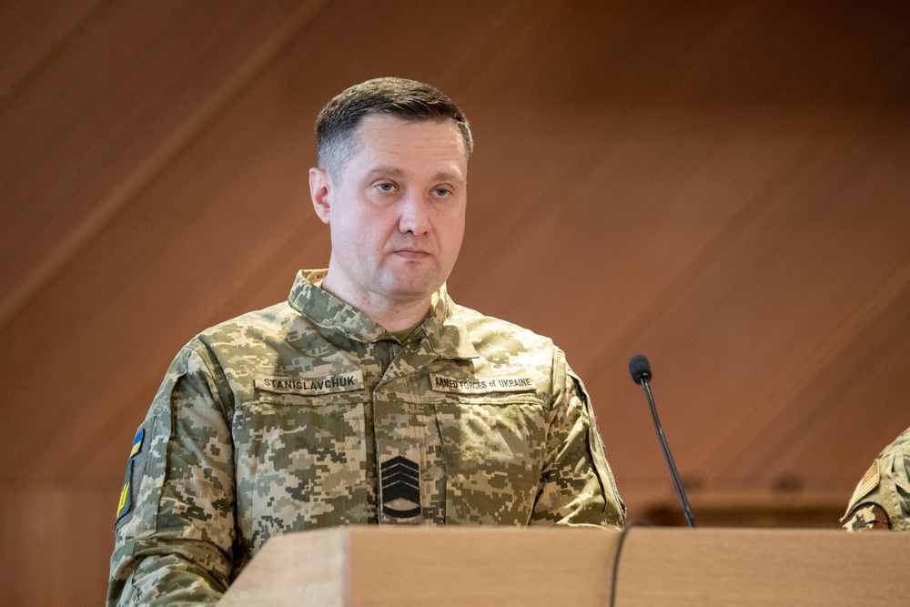 Konstantyn Stanislavchuk, Chief Master Sgt. of the Ukrainian Air Force, Visits Patch Barracks