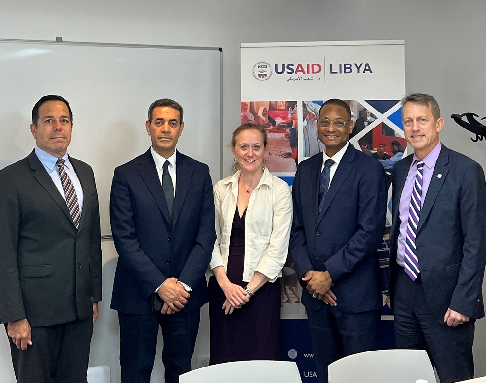 USAID Counselor Clinton White, Acting Assistant Administrator Andrew Plitt , Chief Digital Democracy and Rights Officer Vera Zakem, and Country Representative John Cardenas met with Dr. Emad As Sayeh, Chairman of the High National Elections Commission