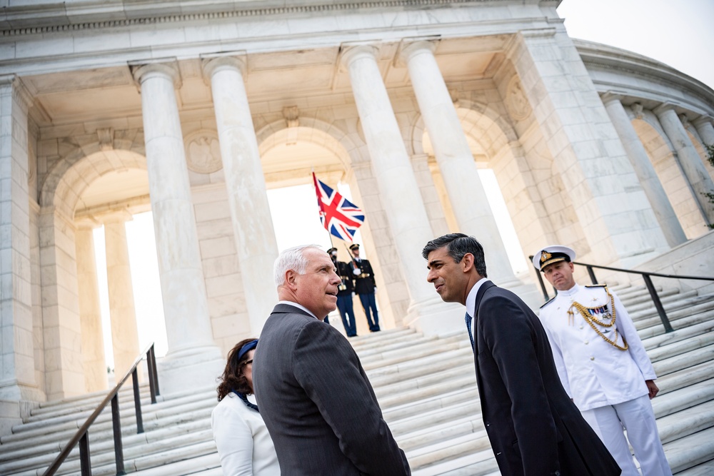 United Kingdom Prime Minister Rishi Sunak Visits Arlington National Cemetery