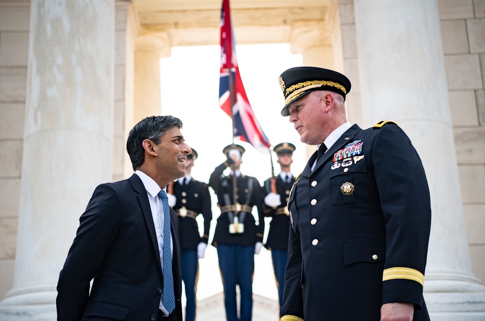 United Kingdom Prime Minister Rishi Sunak Visits Arlington National Cemetery