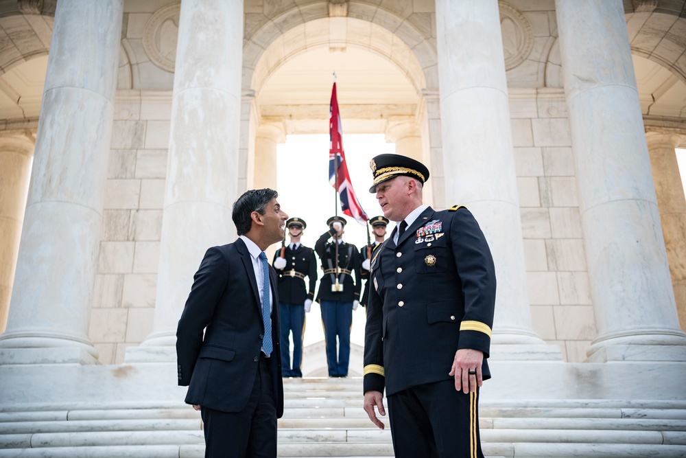 United Kingdom Prime Minister Rishi Sunak Visits Arlington National Cemetery