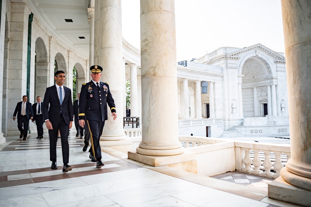 United Kingdom Prime Minister Rishi Sunak Visits Arlington National Cemetery