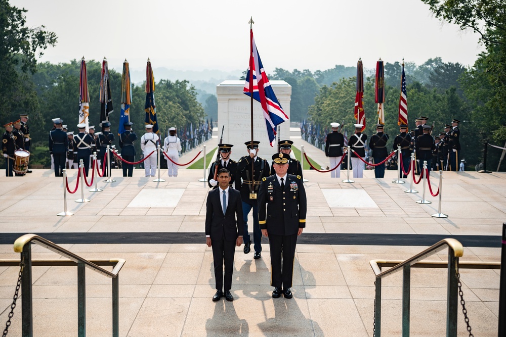 United Kingdom Prime Minister Rishi Sunak Visits Arlington National Cemetery