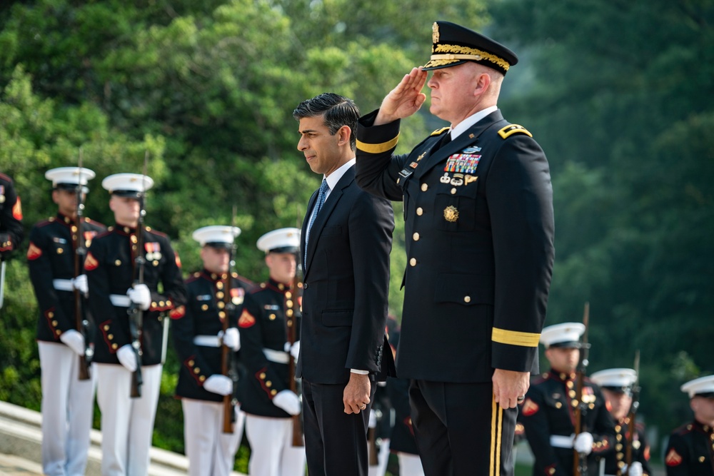 United Kingdom Prime Minister Rishi Sunak Visits Arlington National Cemetery