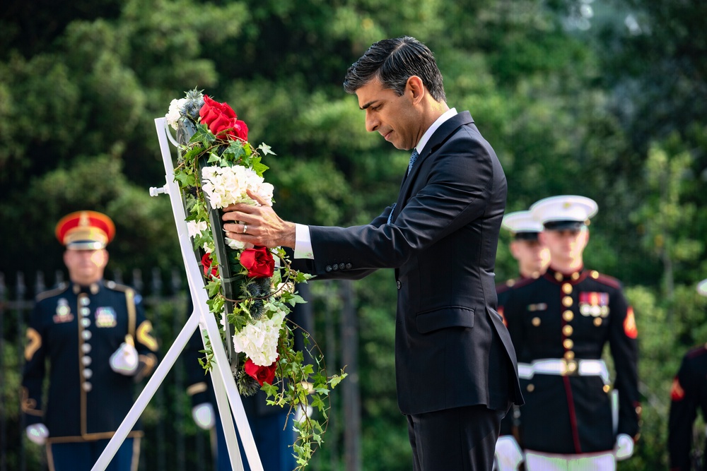 United Kingdom Prime Minister Rishi Sunak Visits Arlington National Cemetery