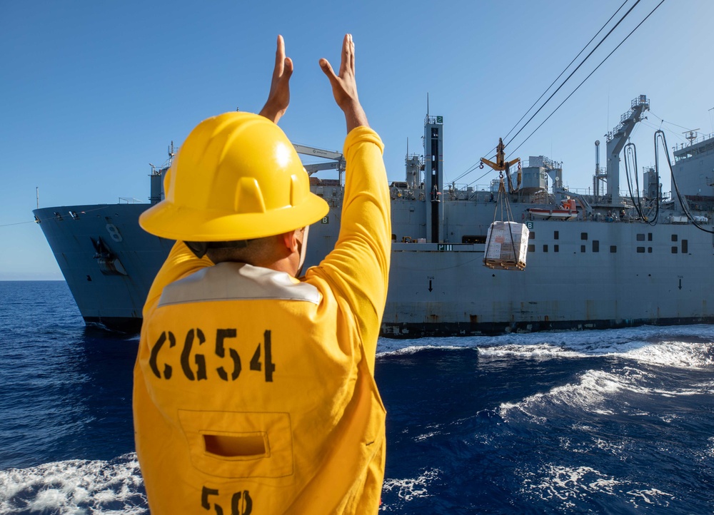 USS Antietam (CG 54) Conducts RAS With USS Antietam (CG 54) USNS Wally Schirra (T-AKE 8)