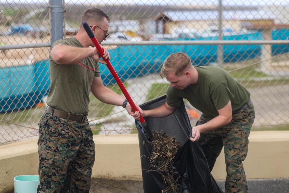 Camp Blaz Marines Conduct Clean Up At Ground Support Element Building