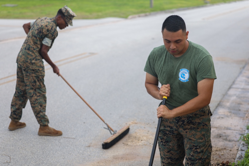 Camp Blaz Marines Conduct Clean Up At Ground Support Element Building