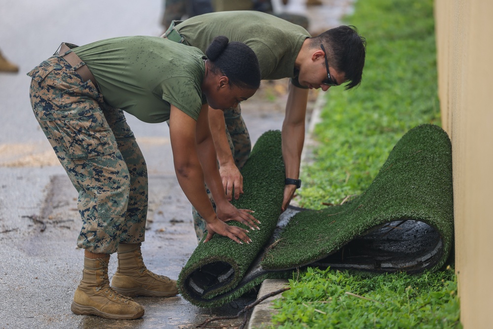 Camp Blaz Marines Conduct Clean Up At Ground Support Element Building