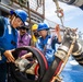 USS Robert Smalls (CG 62) Sailors Belay a Fuel Pump