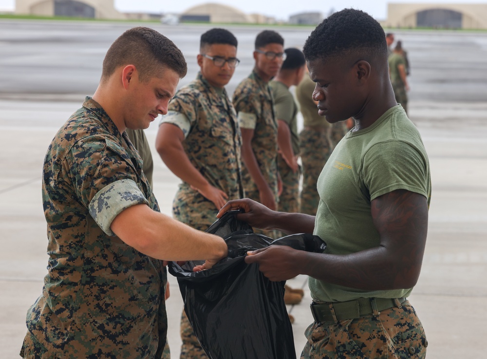 Camp Blaz Marines Conduct Airfield Clean Up