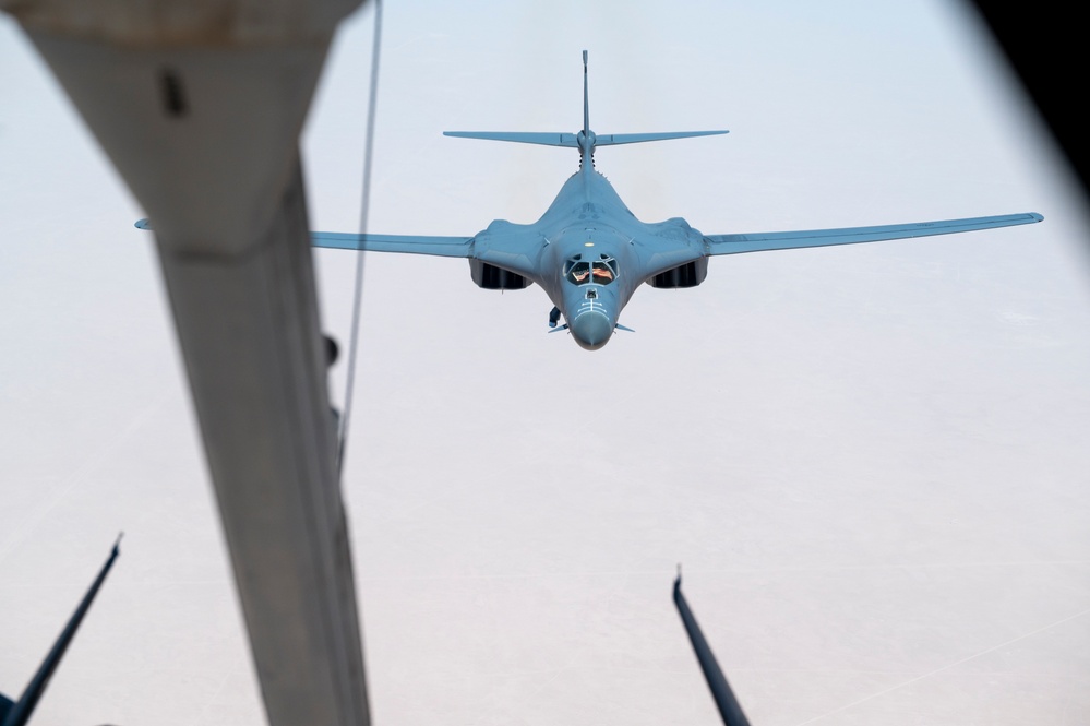 KC-10A Extender Refuels B-1B Lancer during Bomber Task Force