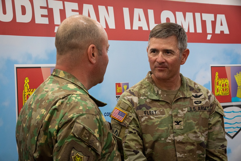 226th Maneuver Enhancement Brigade commander meets with Romanian leaders during town hall