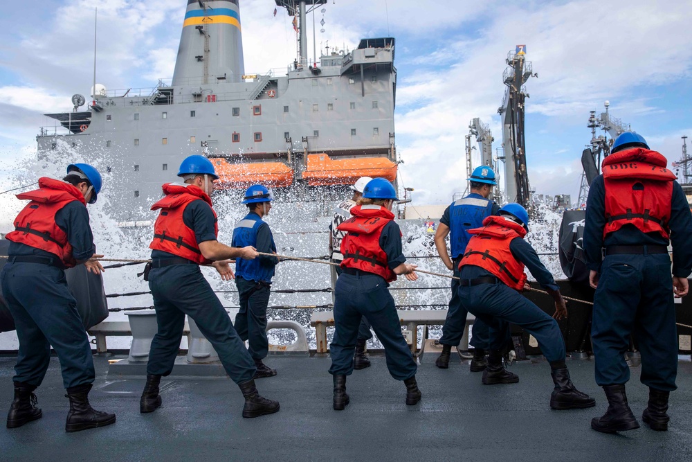 Decatur Replenishment at Sea with USNS Yukon