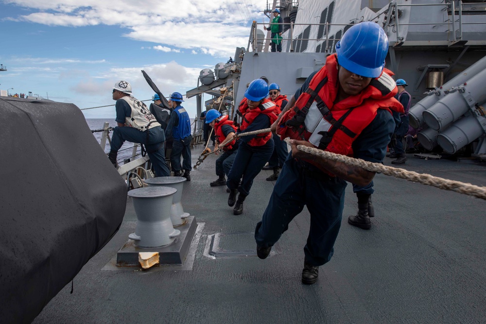 Decatur Replenishment at Sea with USNS Yukon