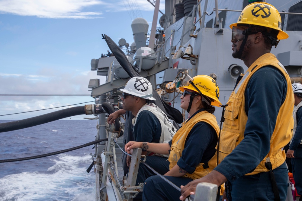 Decatur Replenishment at Sea with USNS Yukon