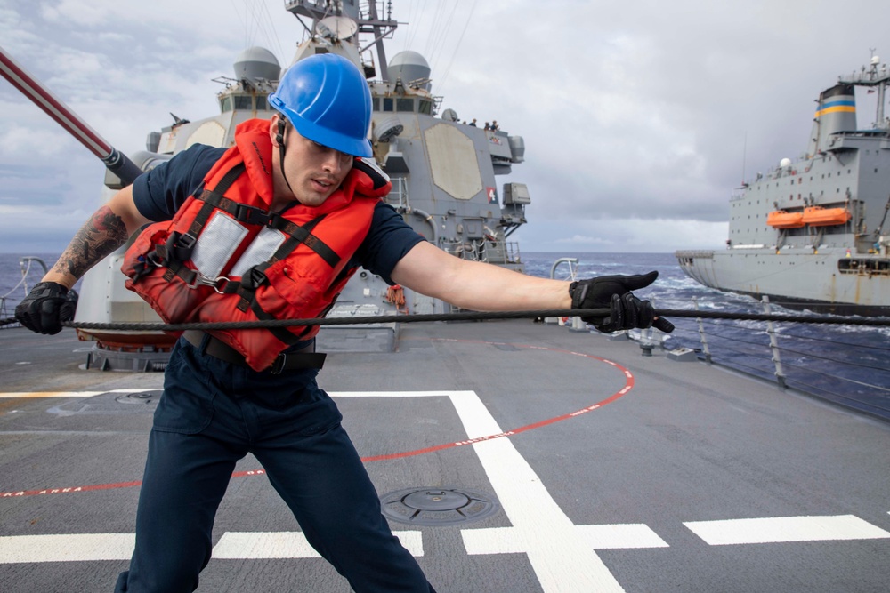 Decatur Replenishment at Sea with USNS Yukon