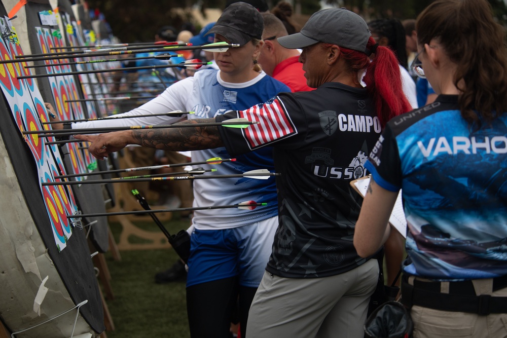 USSOCOM takes part in the Archery prelims during the 2023 Warrior Games Challenge