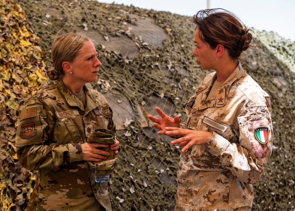 U.S. Airmen visit the Italian SAMP-T Site