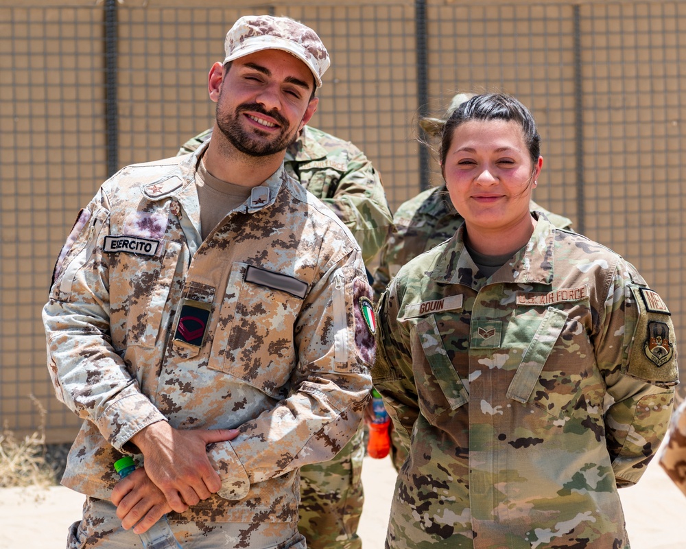 U.S. Airmen visit the Italian SAMP-T Site
