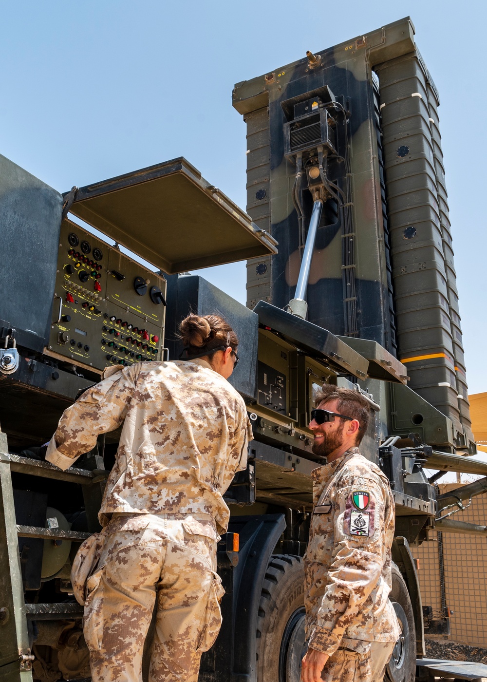 U.S. Airmen visit the Italian SAMP-T Site