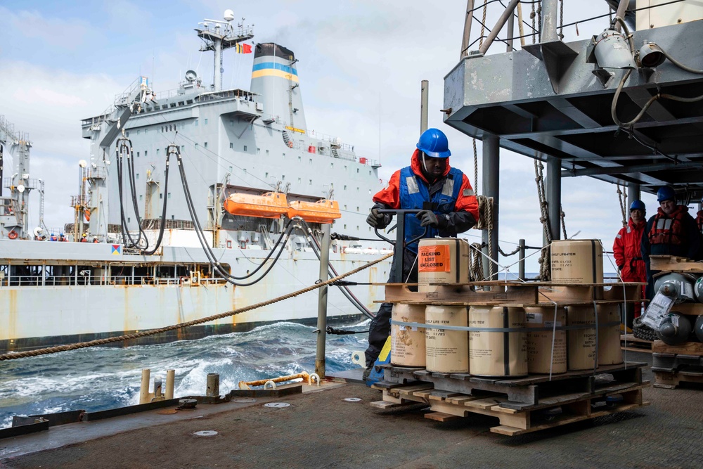 USS Normandy Conducts a Replenishment-at-Sea