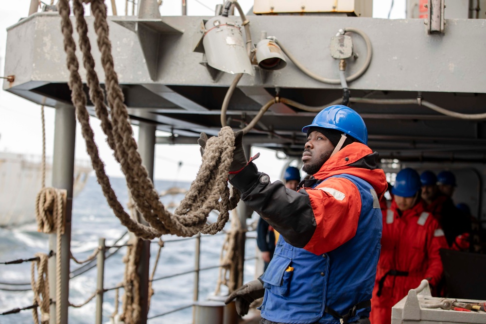 USS Normandy Conducts a Replenishment-at-Sea