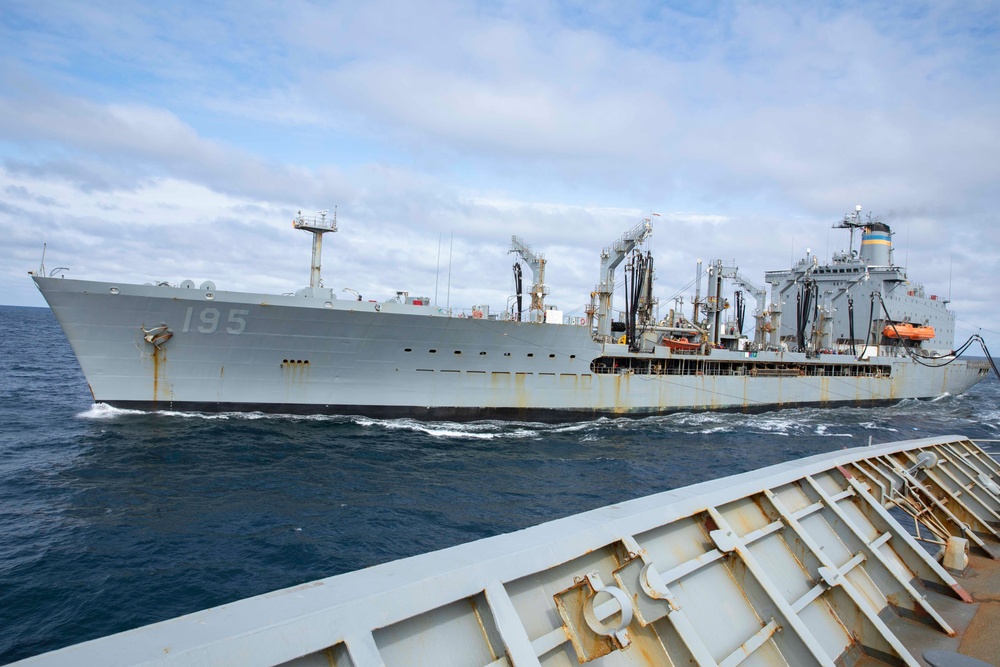 USS Normandy Conducts a Replenishment-at-Sea