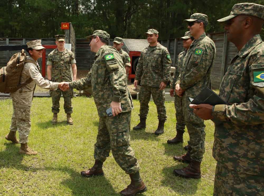 Brazilian Marines take tour of MCRD Parris Island to observe training