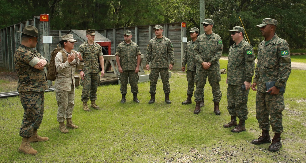 Brazilian Marines take tour of MCRD Parris Island to observe training