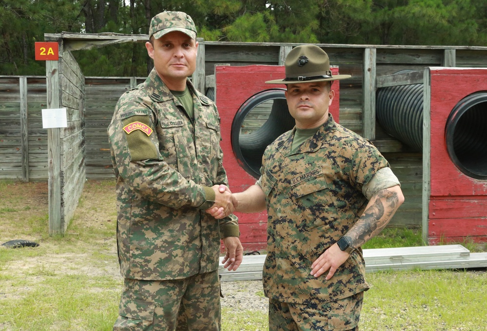 Brazilian Marines take tour of MCRD Parris Island to observe training