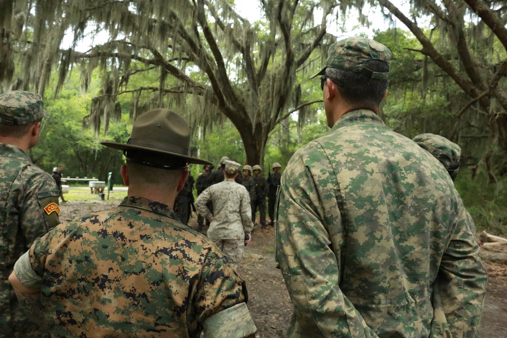 Brazilian Marines take tour of MCRD Parris Island to observe training