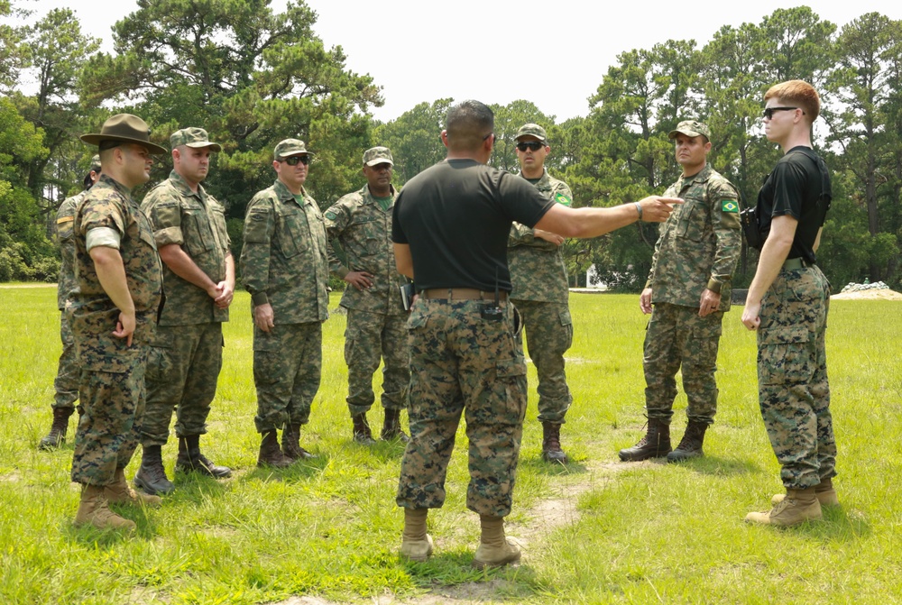 Brazilian Marines take tour of MCRD Parris Island to observe training