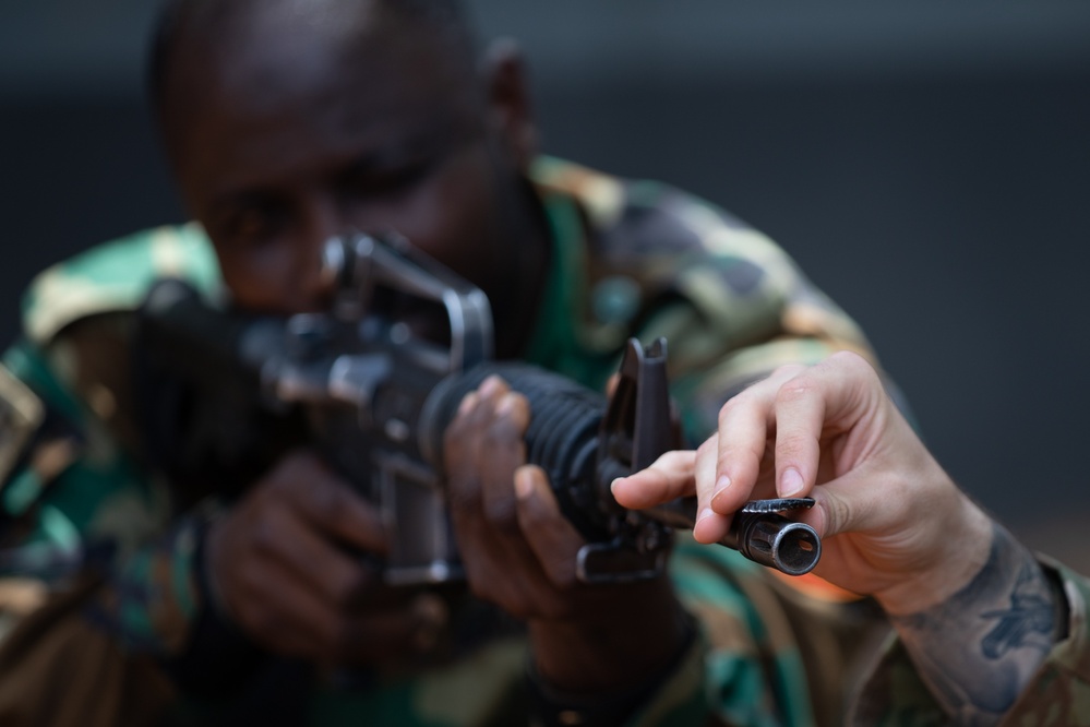 U.S. military and Ghana Armed Forces learn basic rifle marksmanship during African Lion 2023