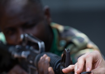 U.S. military and Ghana Armed Forces learn basic rifle marksmanship during African Lion 2023