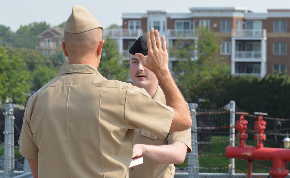 Re-enlistment ceremony aboard the Battleship Wisconsin