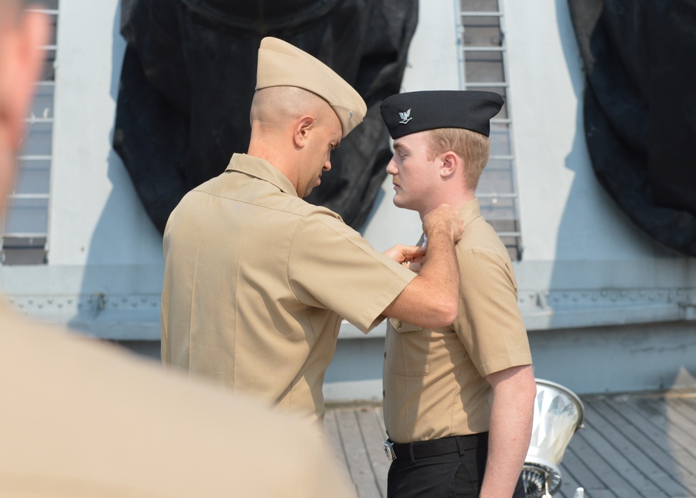 Promotion ceremony aboard the Battleship Wisconsin