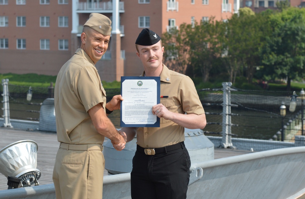 Promotion ceremony aboard the Battleship Wisconsin