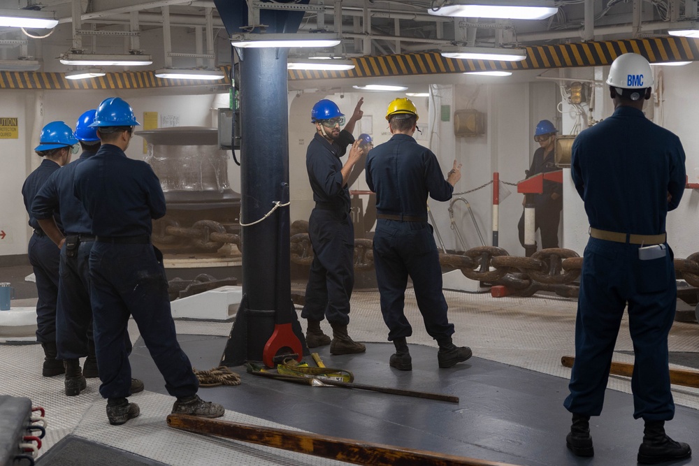 USS Bataan Sailors perform precision anchorage