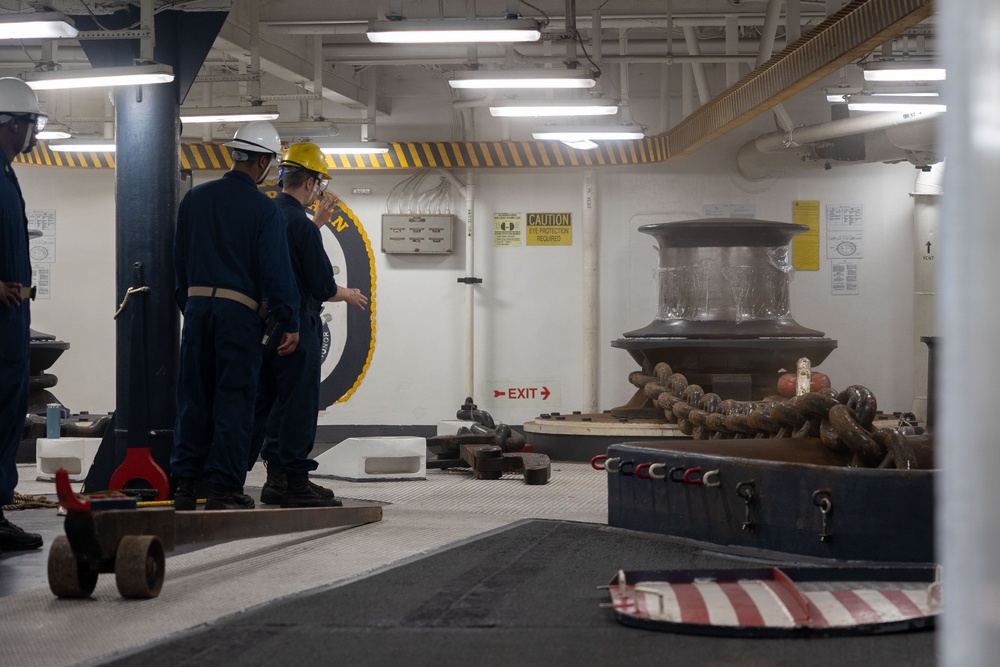 USS Bataan Sailors perform precision anchorage