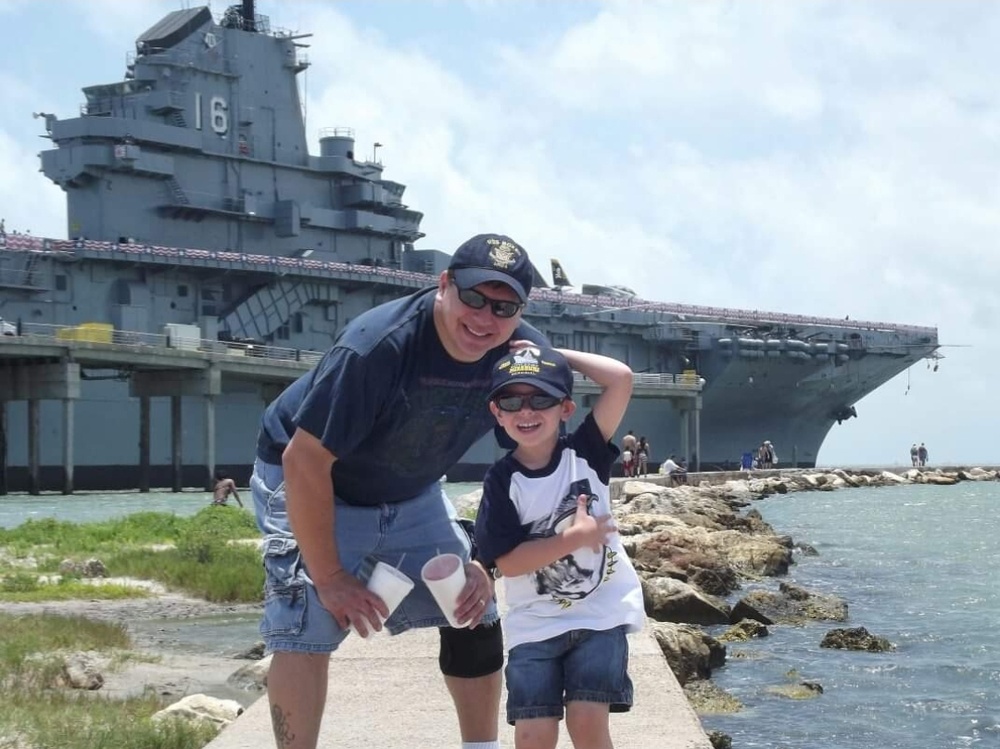 Navy Veteran Joe Castaneda and son Michael