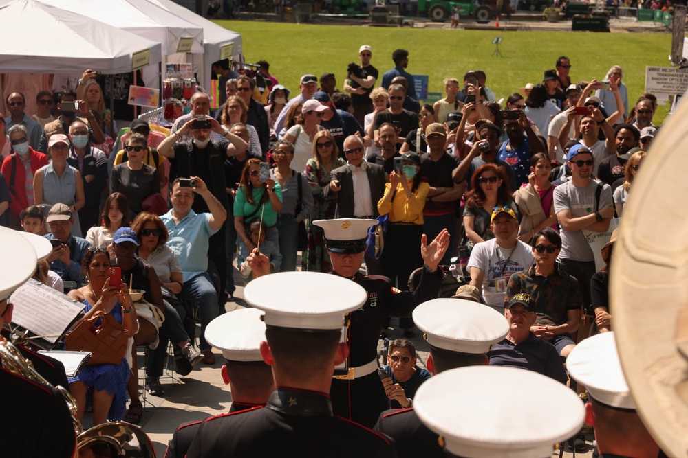 Quantico Marine Band performs at Bryant Park in New York during Fleet Week