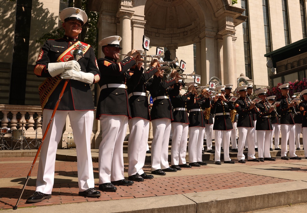 Quantico Marine Band performs at Bryant Park in New York during Fleet Week