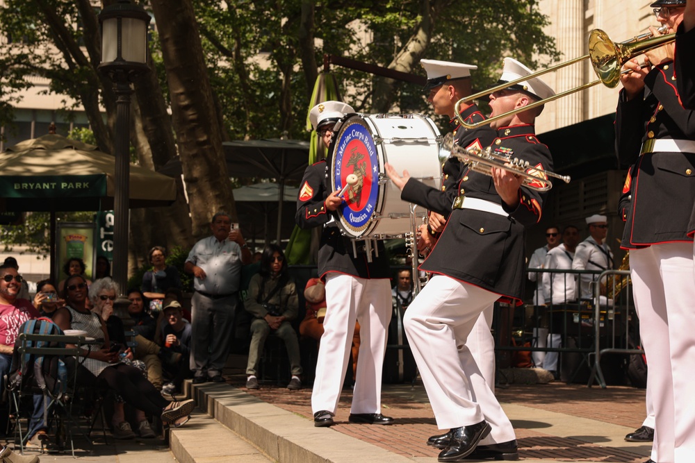 Quantico Marine Band performs at Bryant Park in New York during Fleet Week