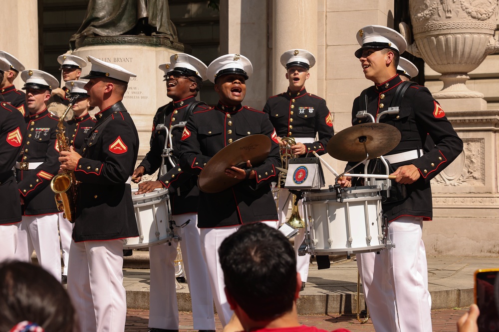 Quantico Marine Band performs at Bryant Park in New York during Fleet Week