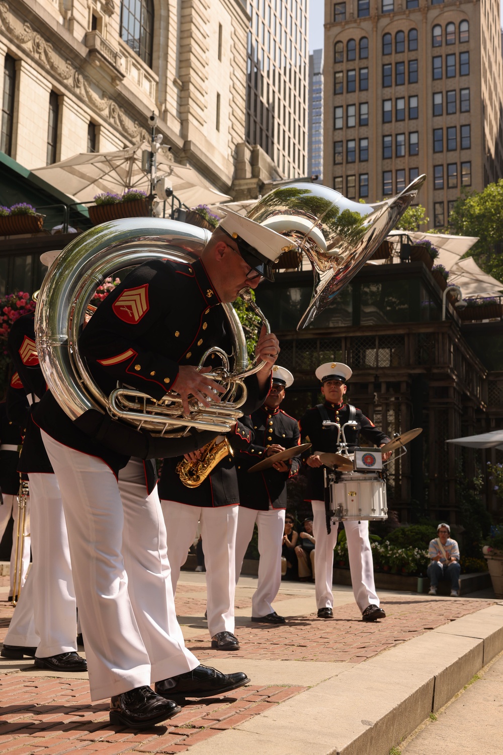 Quantico Marine Band performs at Bryant Park in New York during Fleet Week