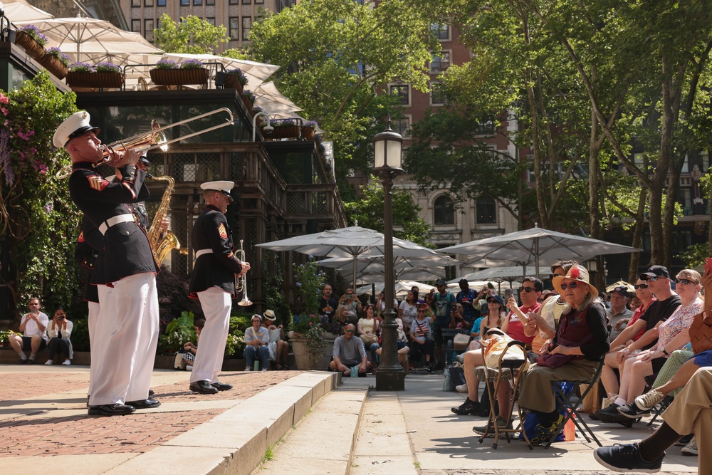 Quantico Marine Band performs at Bryant Park in New York during Fleet Week