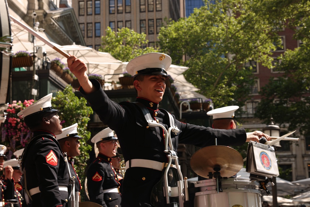 Quantico Marine Band performs at Bryant Park in New York during Fleet Week