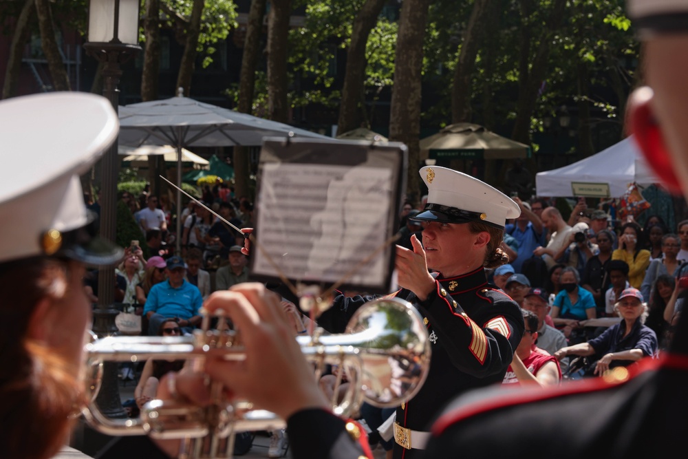 Quantico Marine Band performs at Bryant Park in New York during Fleet Week