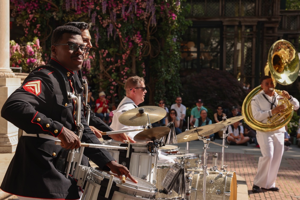 Quantico Marine Band performs at Bryant Park in New York during Fleet Week